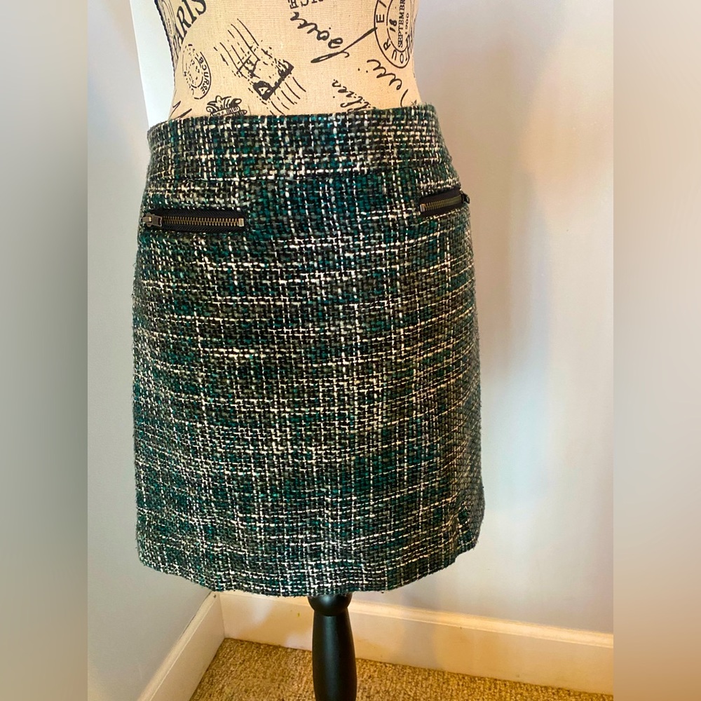 LOFT wool patterned mini skirt, sz 8